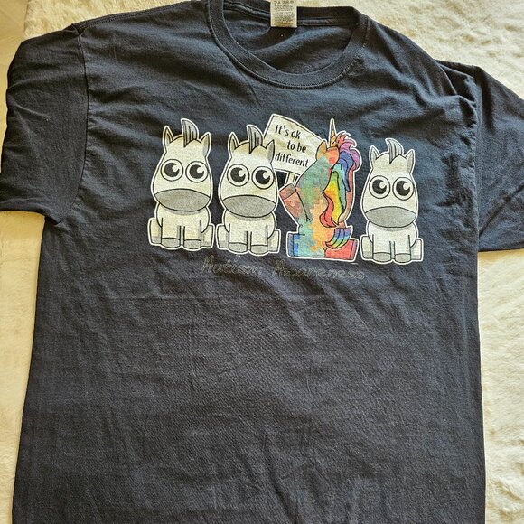 Autism Awareness Unicorn Graphic Tshirt, Black, Size L - Picture 2 of 4
